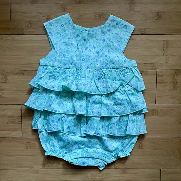 NWT Janie + Jack Mint/Lavender Floral Ruffle Romper - 6-12m - Picture 3 of 3